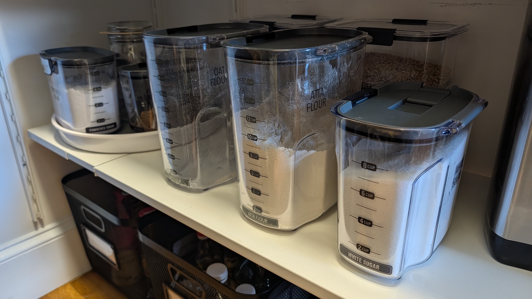 Flour counter storage
