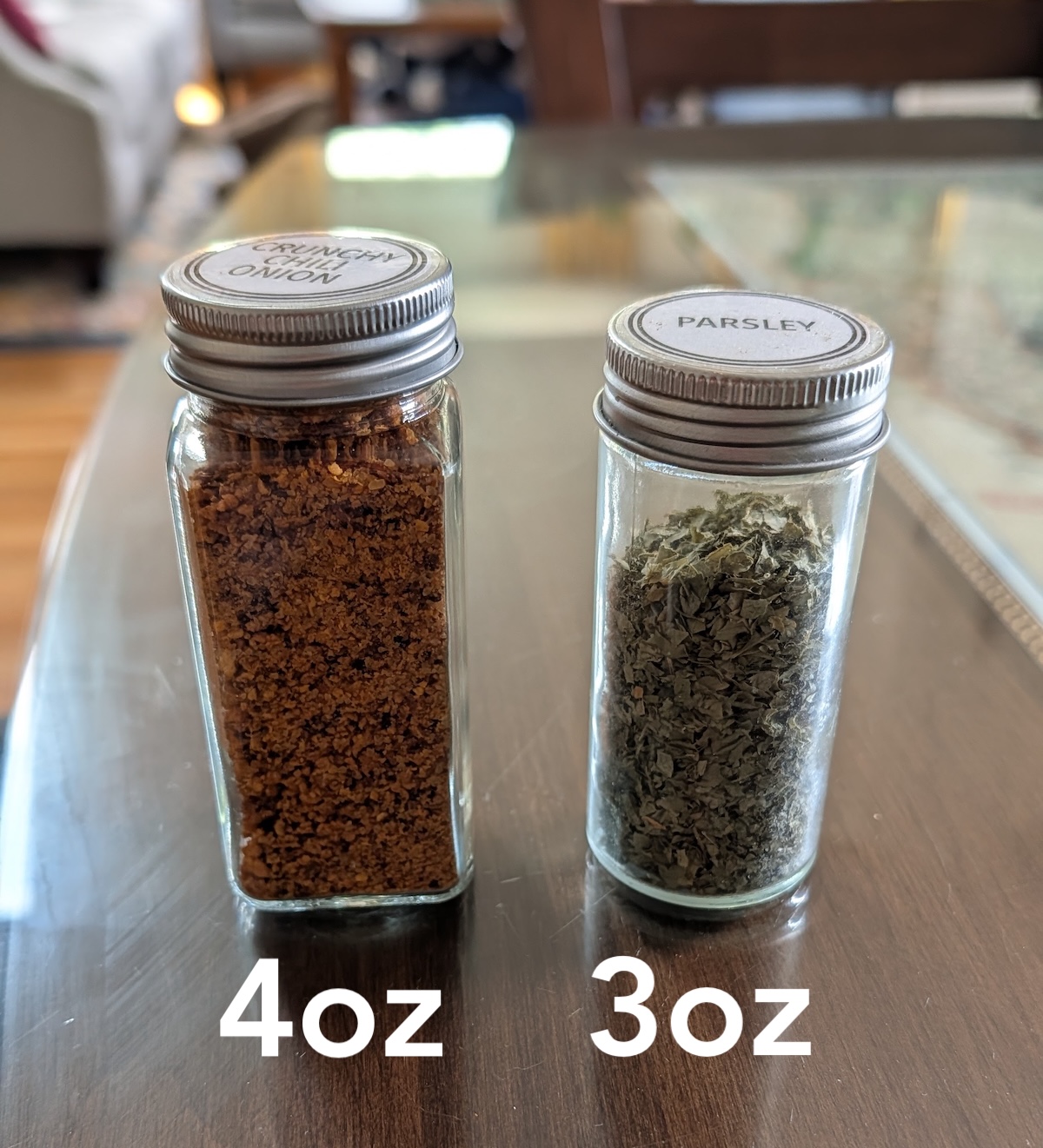 Spice jar size comparison
