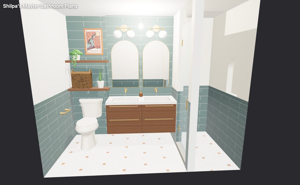 Still view of the master bathroom 3D plan